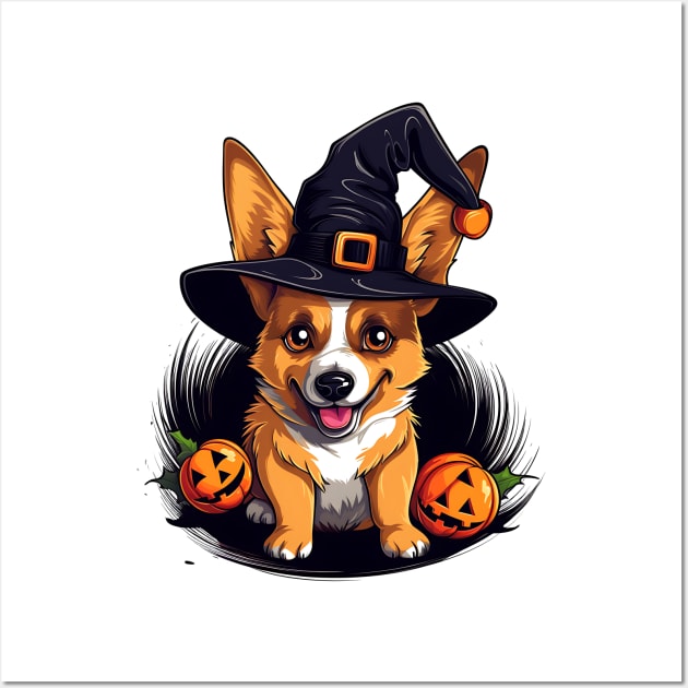 Halloween Pembroke Welsh Corgi Dog #2 Wall Art by Chromatic Fusion Studio